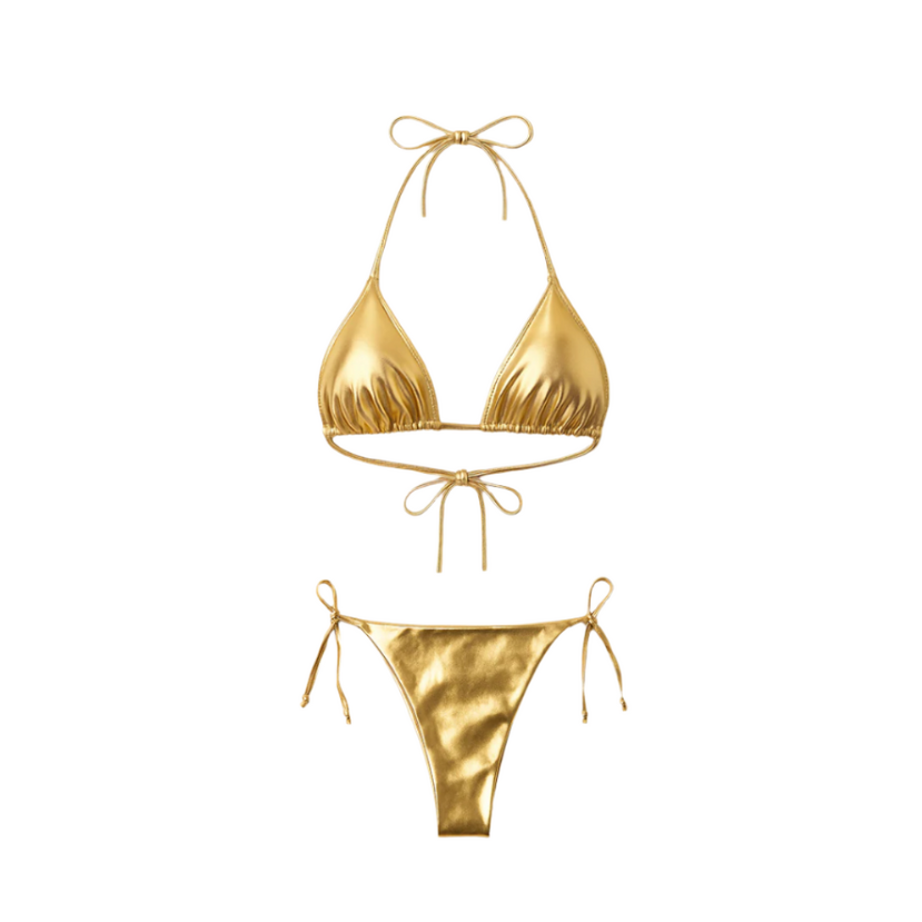 TIA Metallic Triangle Bikini Gold