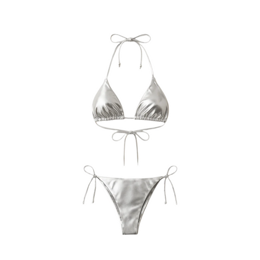 TIA Metallic Triangle Bikini Silver
