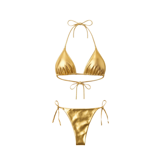 TIA Metallic Triangle Bikini Gold