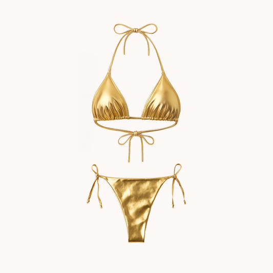 TIA Metallic Triangle Bikini Gold