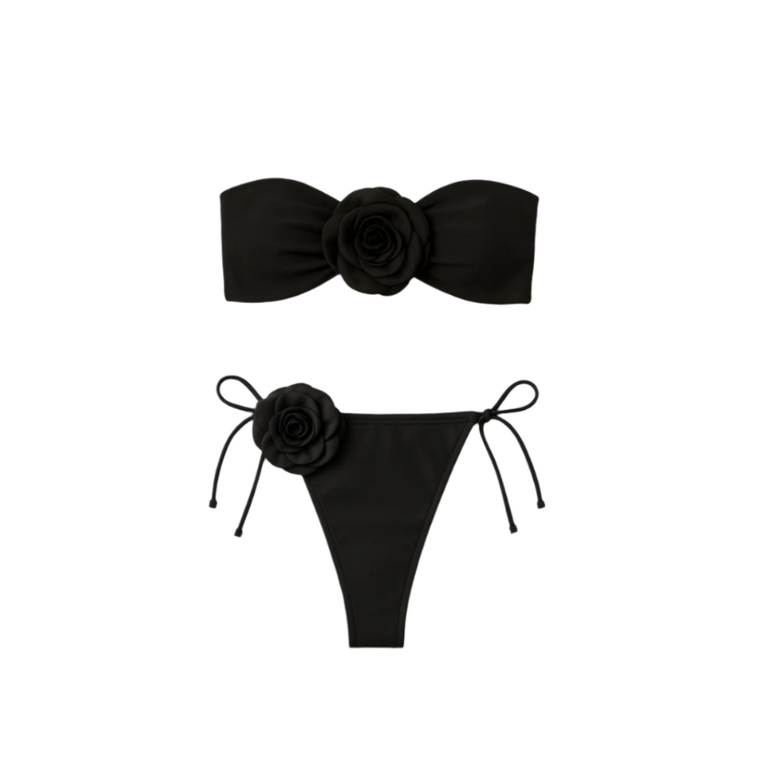 ANNABELLE Schulterfreies Bikini-Set in Schwarz